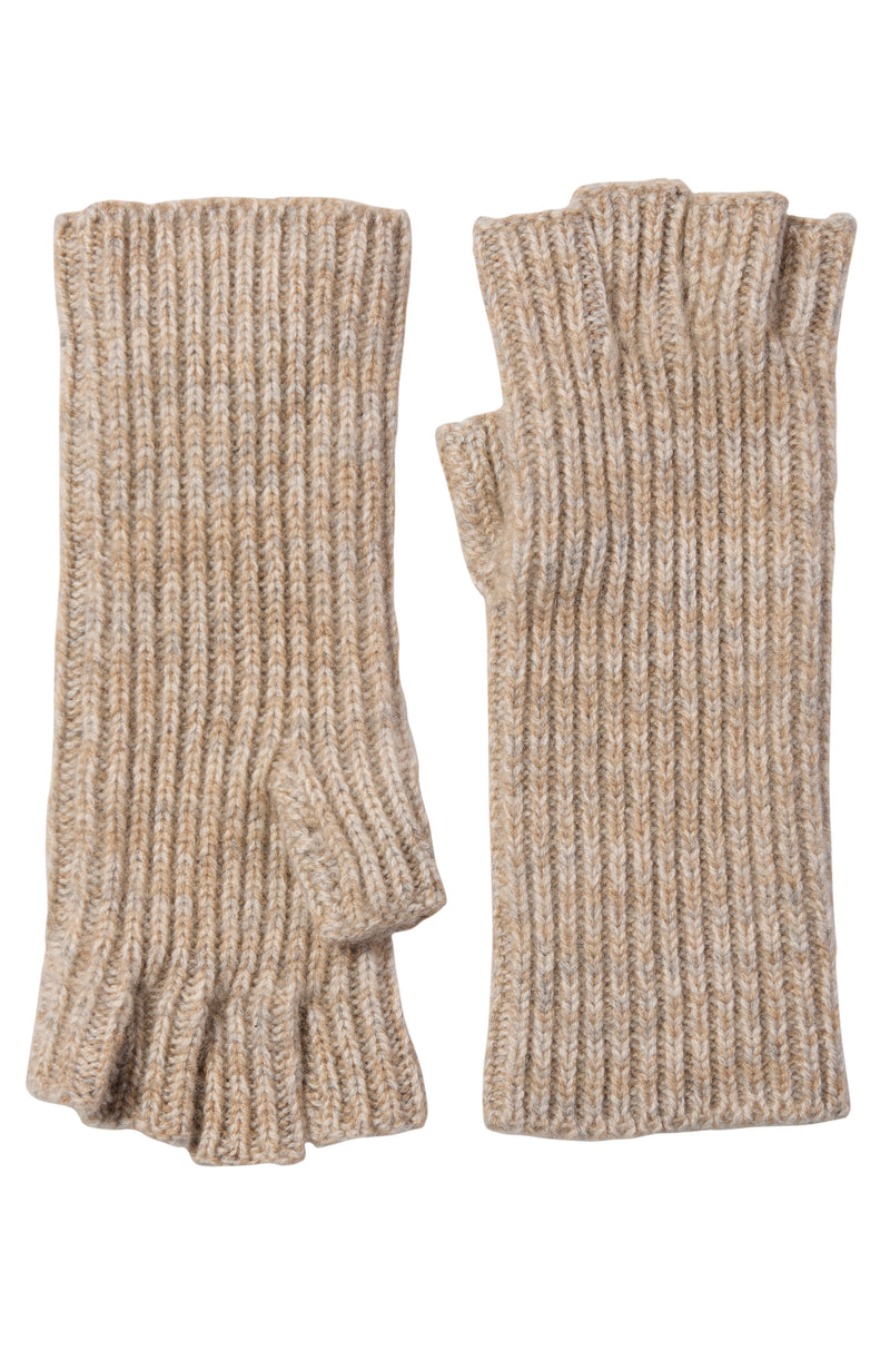 FINGERLESS RIB KNIT CASHMERE GLOVES - Main Image