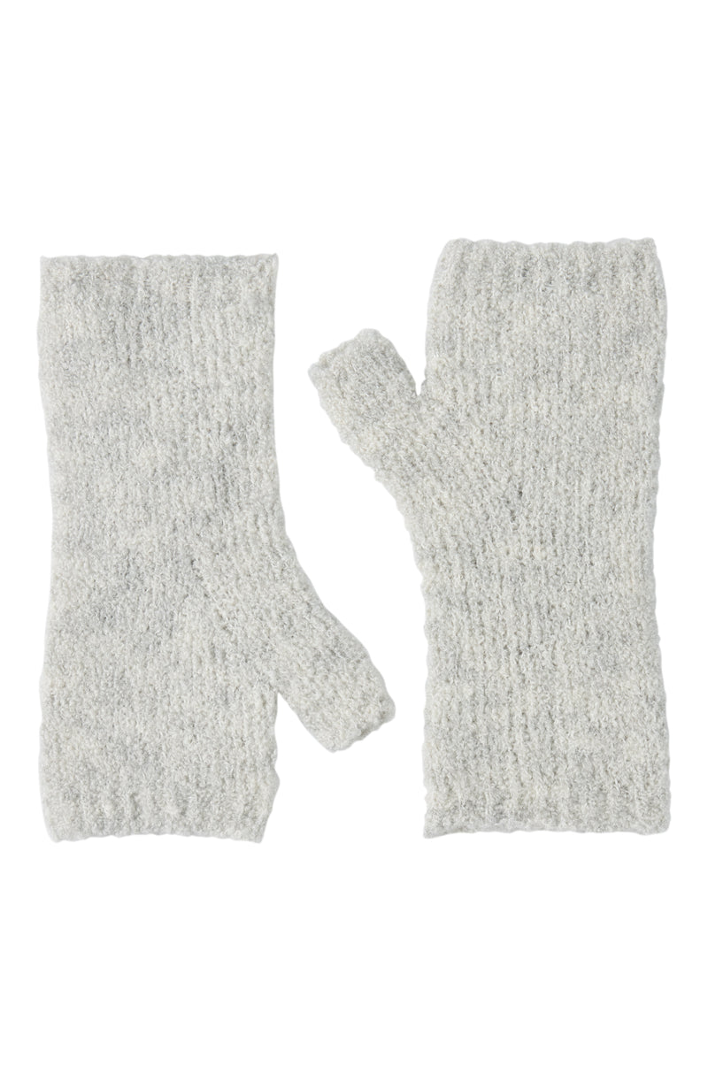 CASHMERE BOUCLE HANDWARMER in light grey