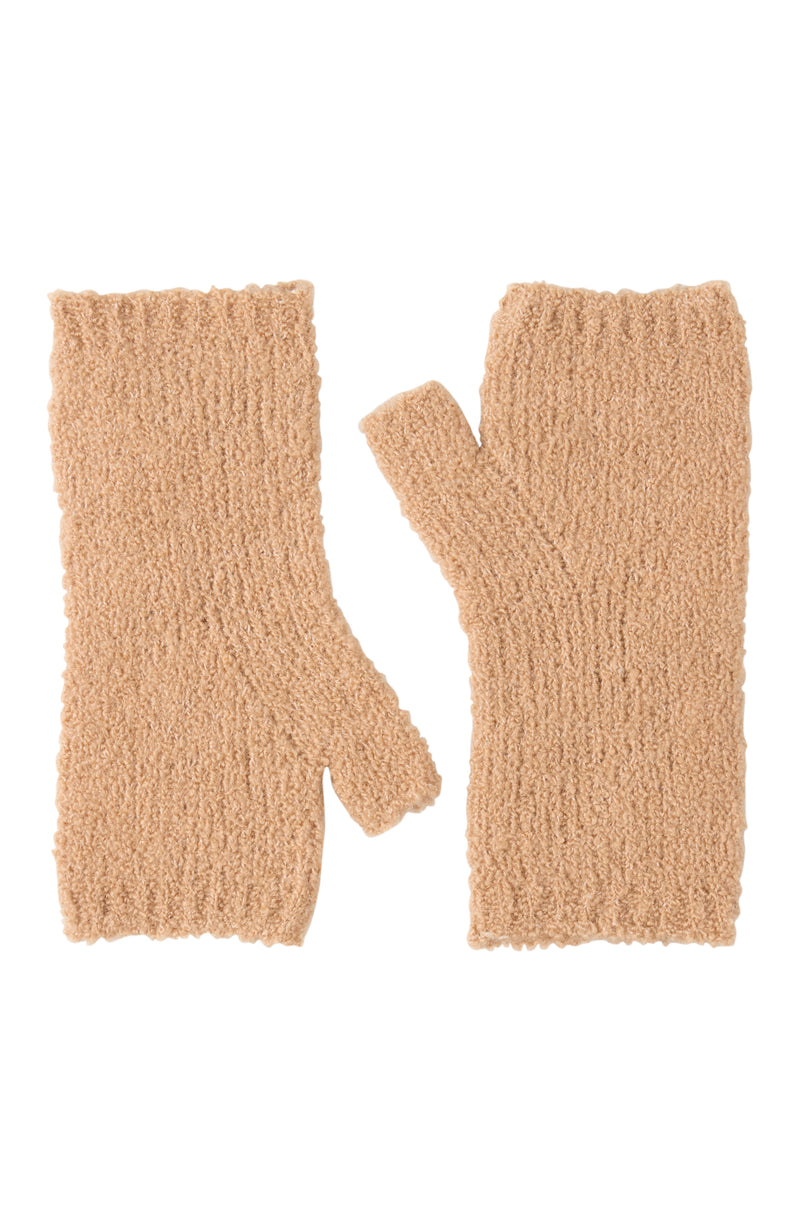 CASHMERE BOUCLE HANDWARMER in camel