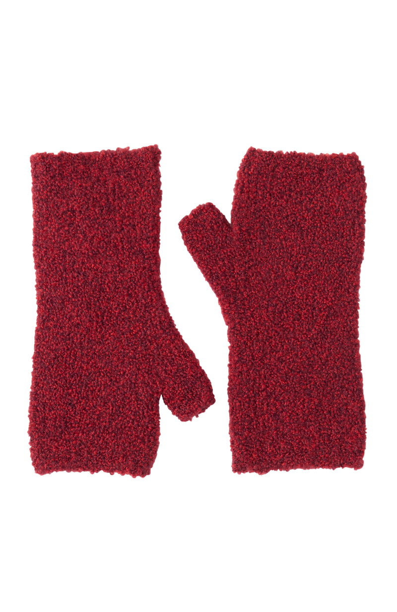 CASHMERE BOUCLE HANDWARMER in red