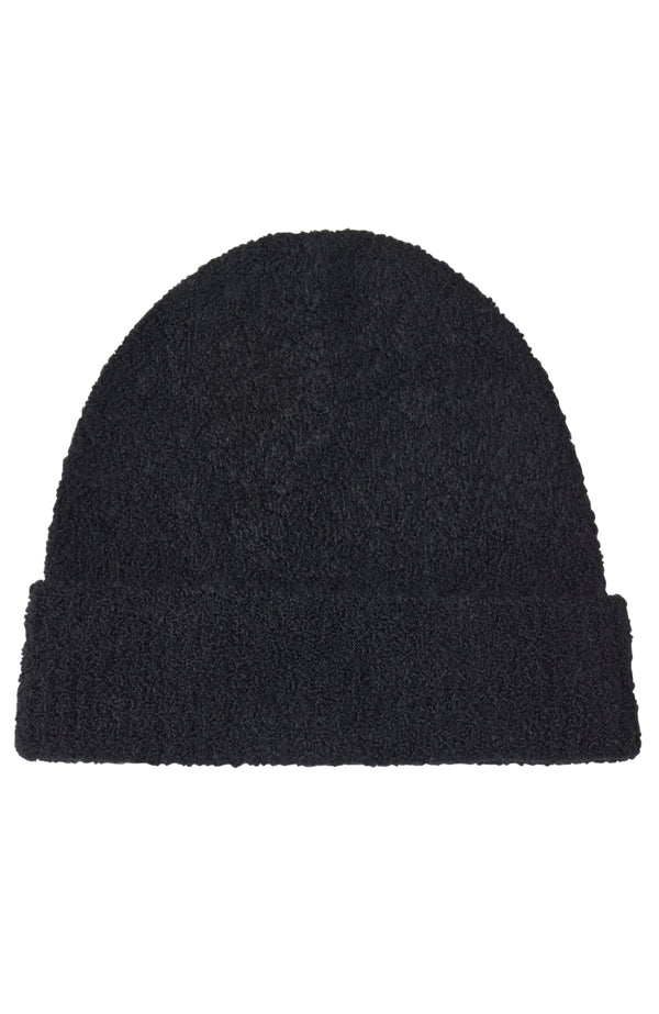 CASHMERE BOUCLE CUFFED BEANIE in black