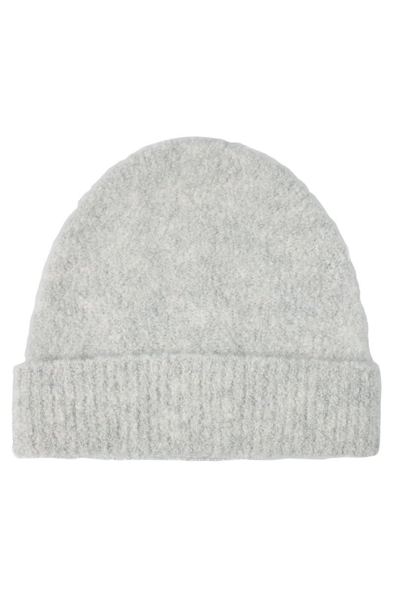 CASHMERE BOUCLE CUFFED BEANIE in grey