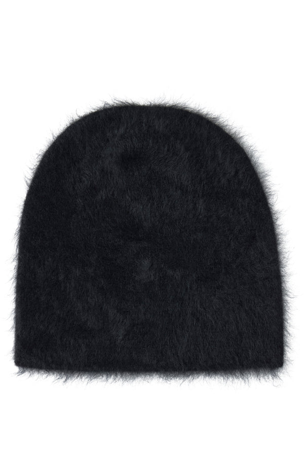 BRUSHED CASHMERE SLOUCHY BEANIE in black
