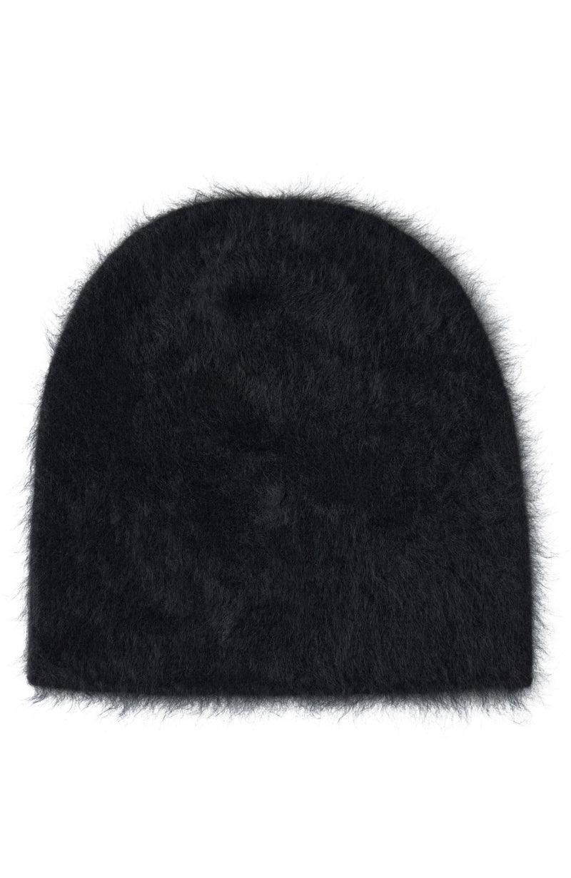 BRUSHED CASHMERE SLOUCHY BEANIE in black
