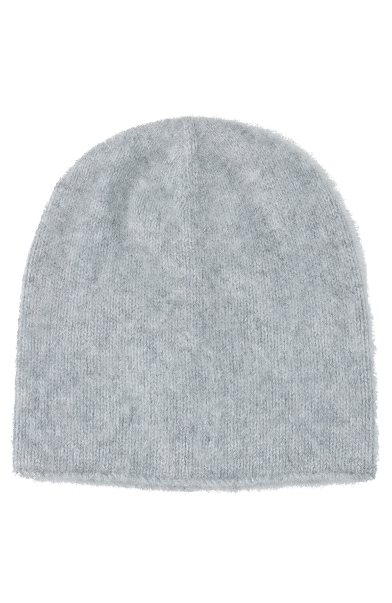 BRUSHED CASHMERE SLOUCHY BEANIE in grey
