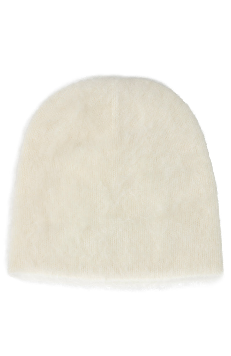 BRUSHED CASHMERE SLOUCHY BEANIE in ivory