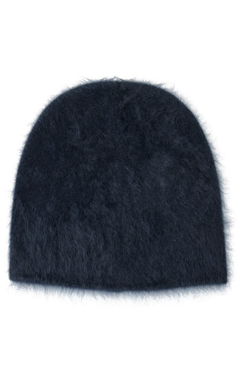 BRUSHED CASHMERE SLOUCHY BEANIE in navy