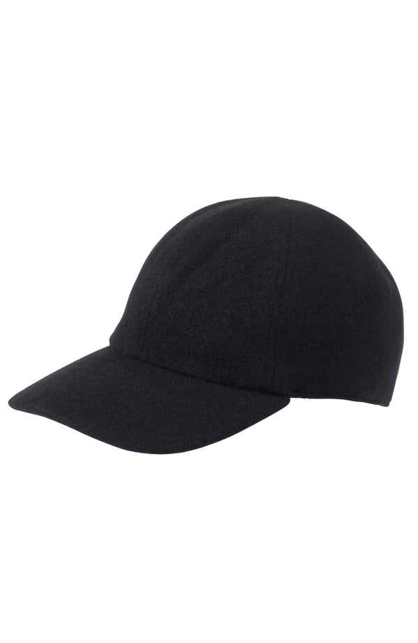 CASHMERE BLEND KNIT BASEBALL CAP in black front