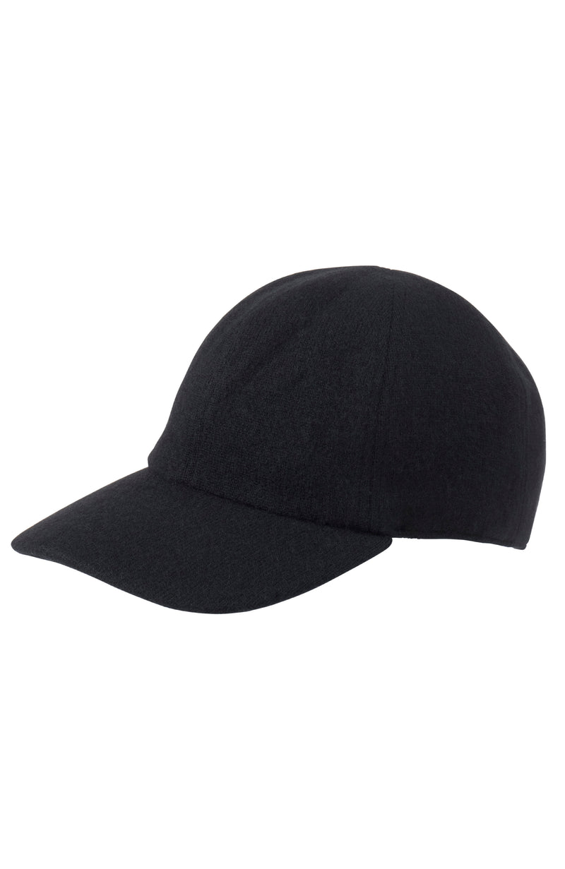 CASHMERE BLEND KNIT BASEBALL CAP in black front