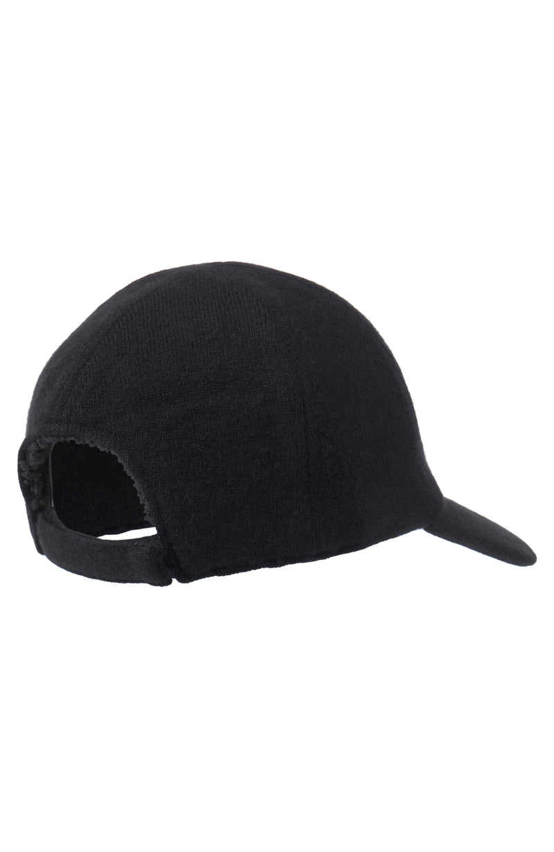 CASHMERE BLEND KNIT BASEBALL CAP in black back
