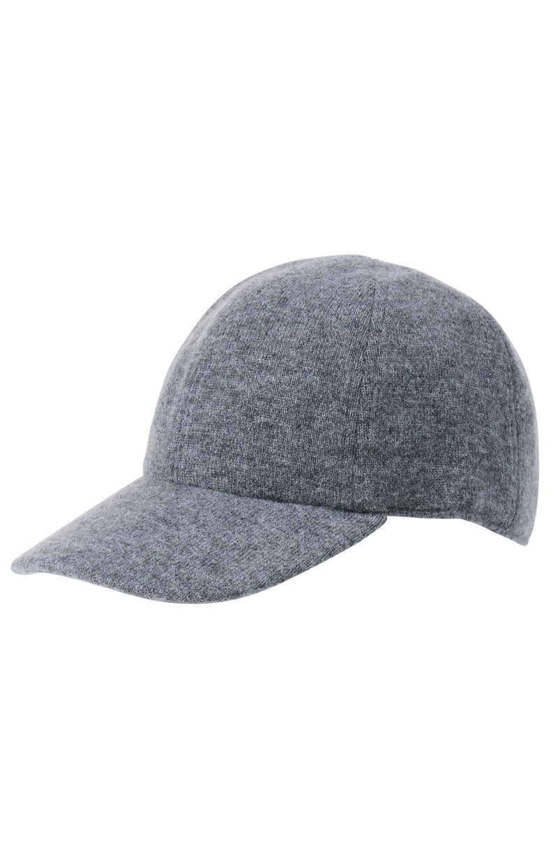 CASHMERE BLEND KNIT BASEBALL CAP in grey front