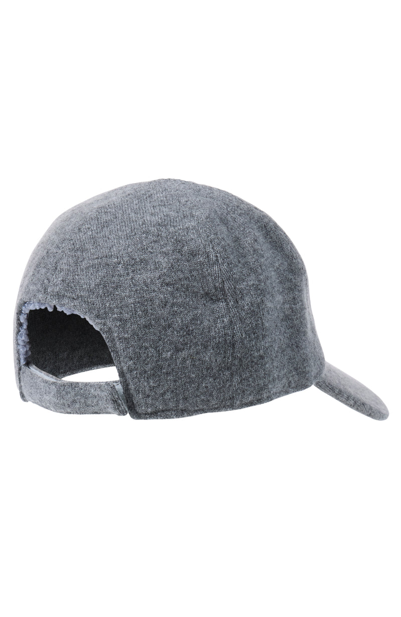 CASHMERE BLEND KNIT BASEBALL CAP in grey back