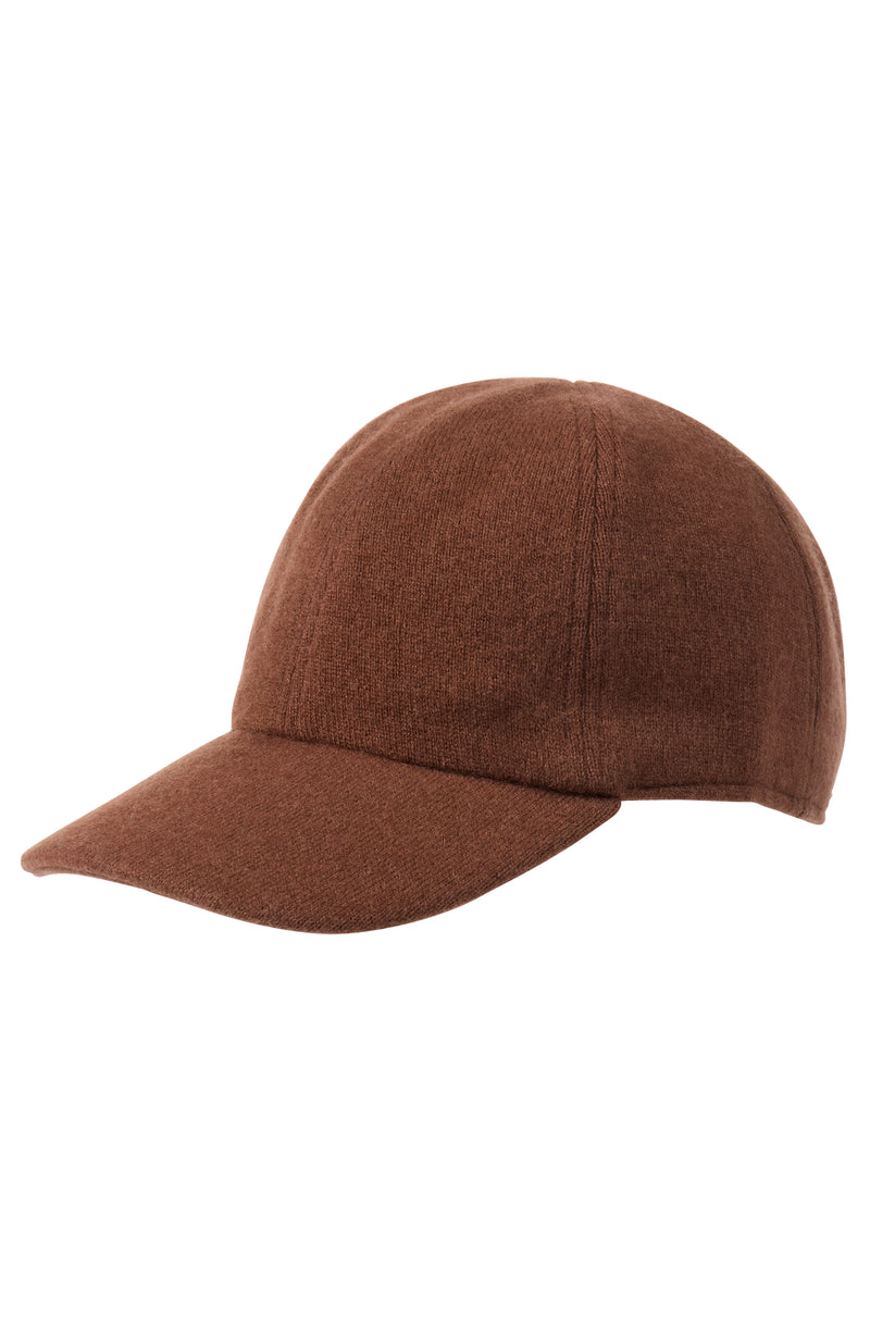 CASHMERE BLEND KNIT BASEBALL CAP in chestnut front