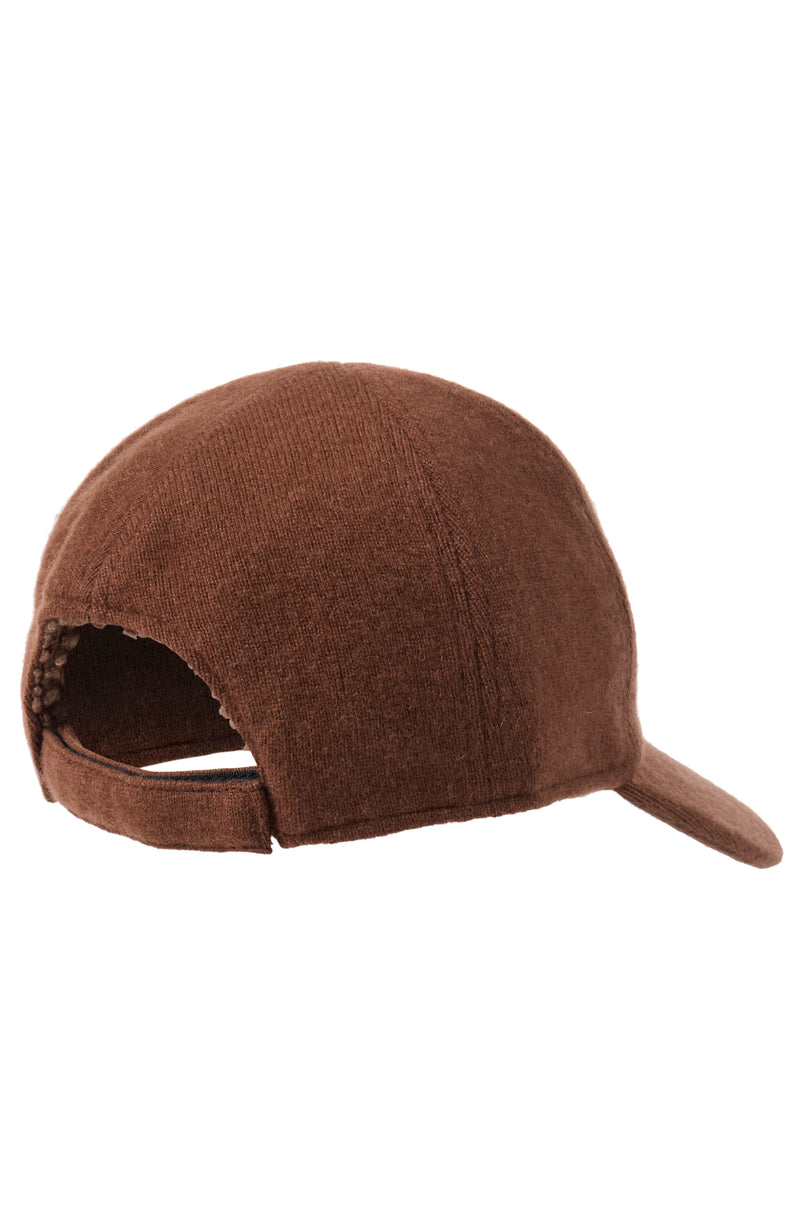 CASHMERE BLEND KNIT BASEBALL CAP in chestnut back