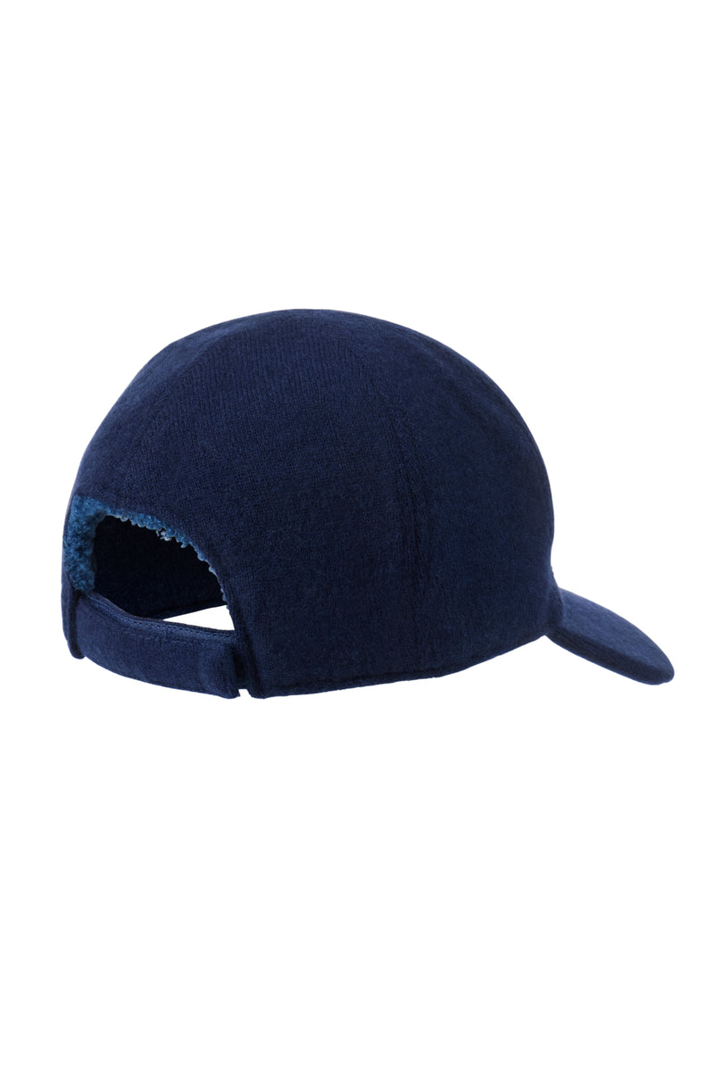 CASHMERE BLEND KNIT BASEBALL CAP in navy back