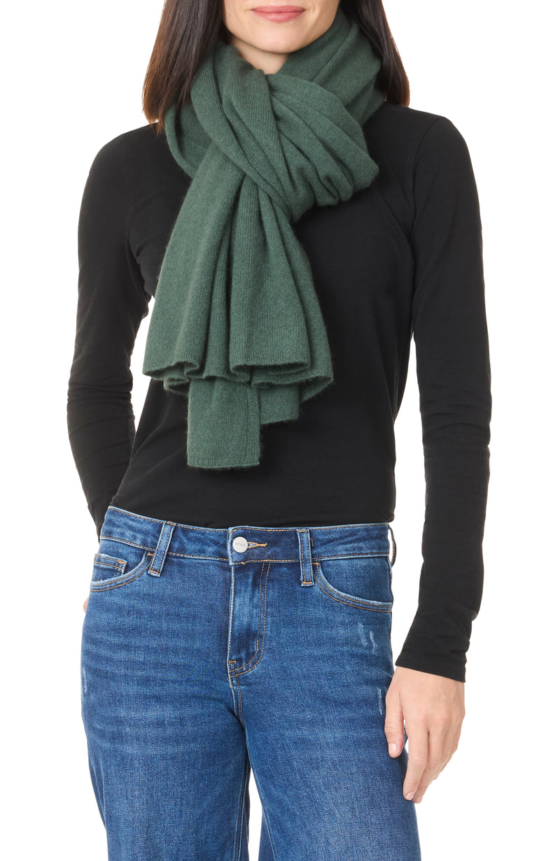 tied cashmere travel wrap in cedar