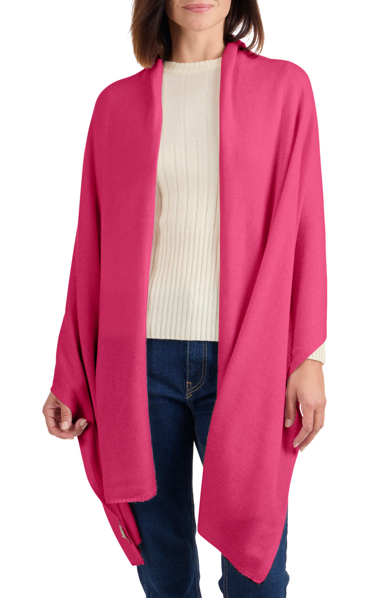 CASHMERE TRAVEL WRAP in dark pink front