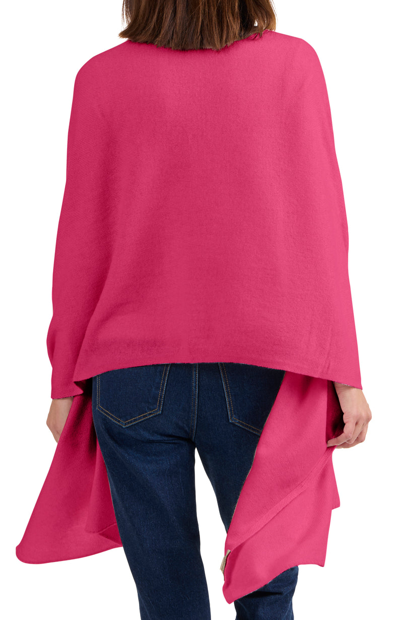 CASHMERE TRAVEL WRAP in dark pink back
