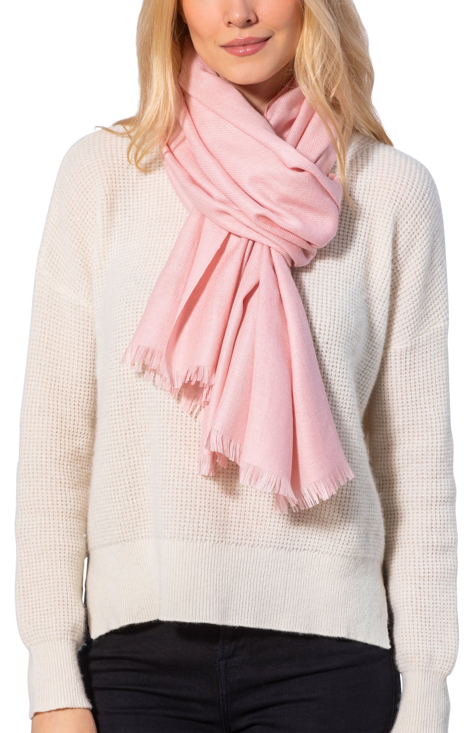 Arts＆Science Cashmere Fringe Shawl Aspen True 100% Cashmere Shawl with Long Genuine Leather Fringe