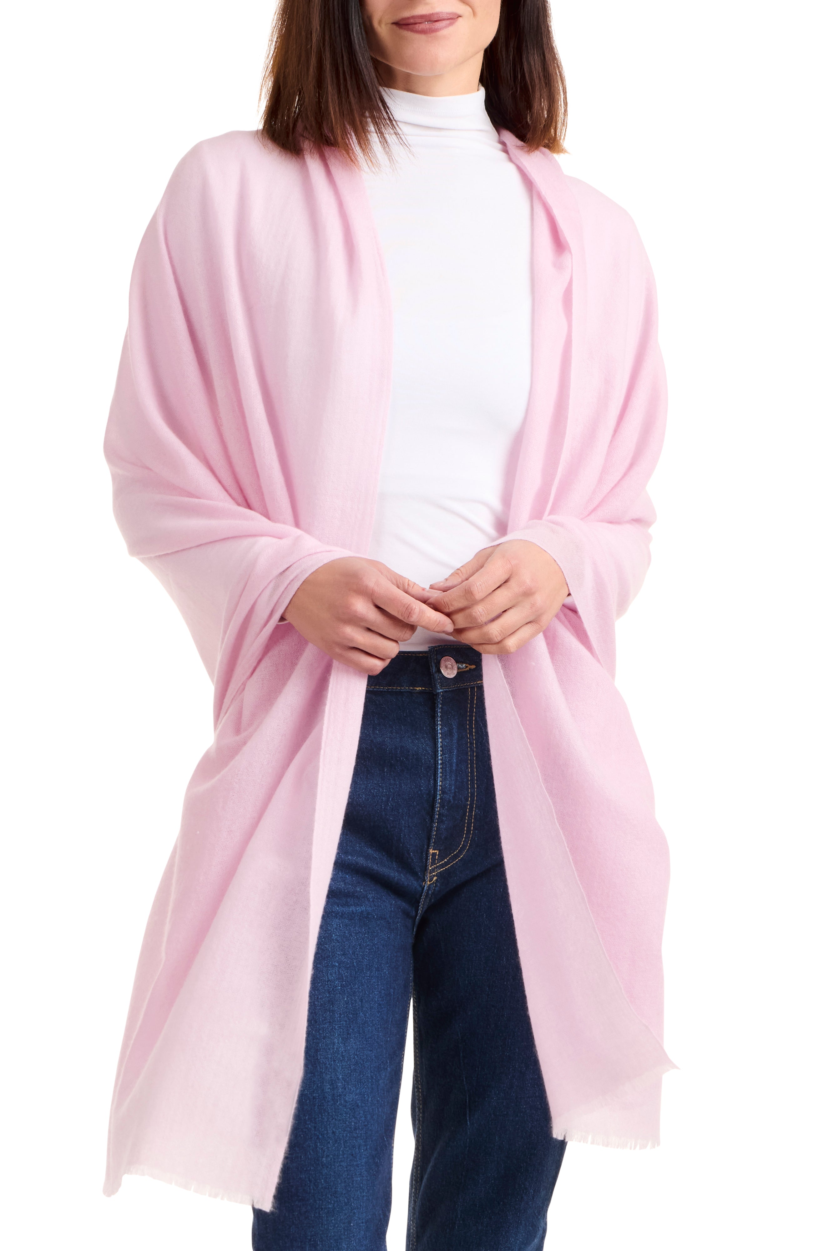 UltraLight Cashmere Gauze Wrap with Fringe Amicale Cashmere