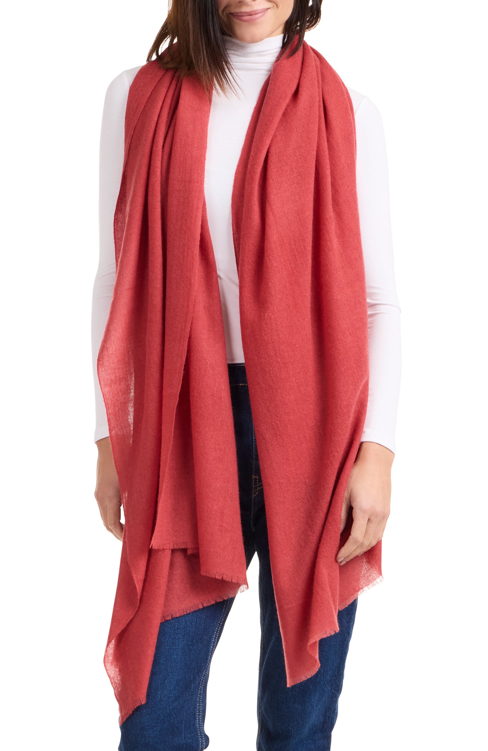Ultra-Light Cashmere Gauze Wrap with Fringe | Amicale Cashmere