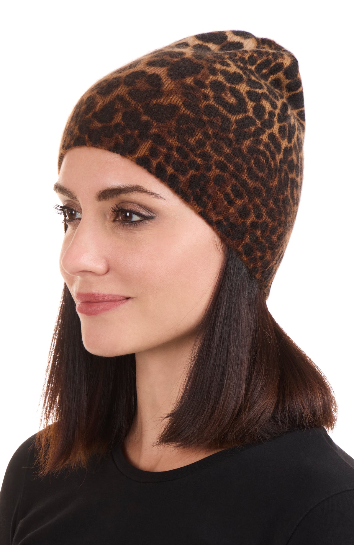 Amicale Cashmere Ribbed Knit Beanie - Brown Merino/cashmere beanie in brown — Y-0004 | YACAIA main image 2