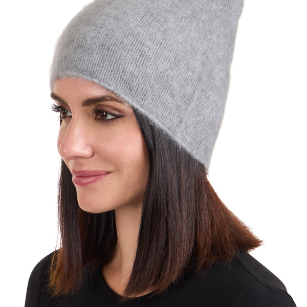 Amicale 100% Cashmere Grey Beanie Hat Ombre Cashmere Slouchy Hat | Amicale Cashmere main image 4