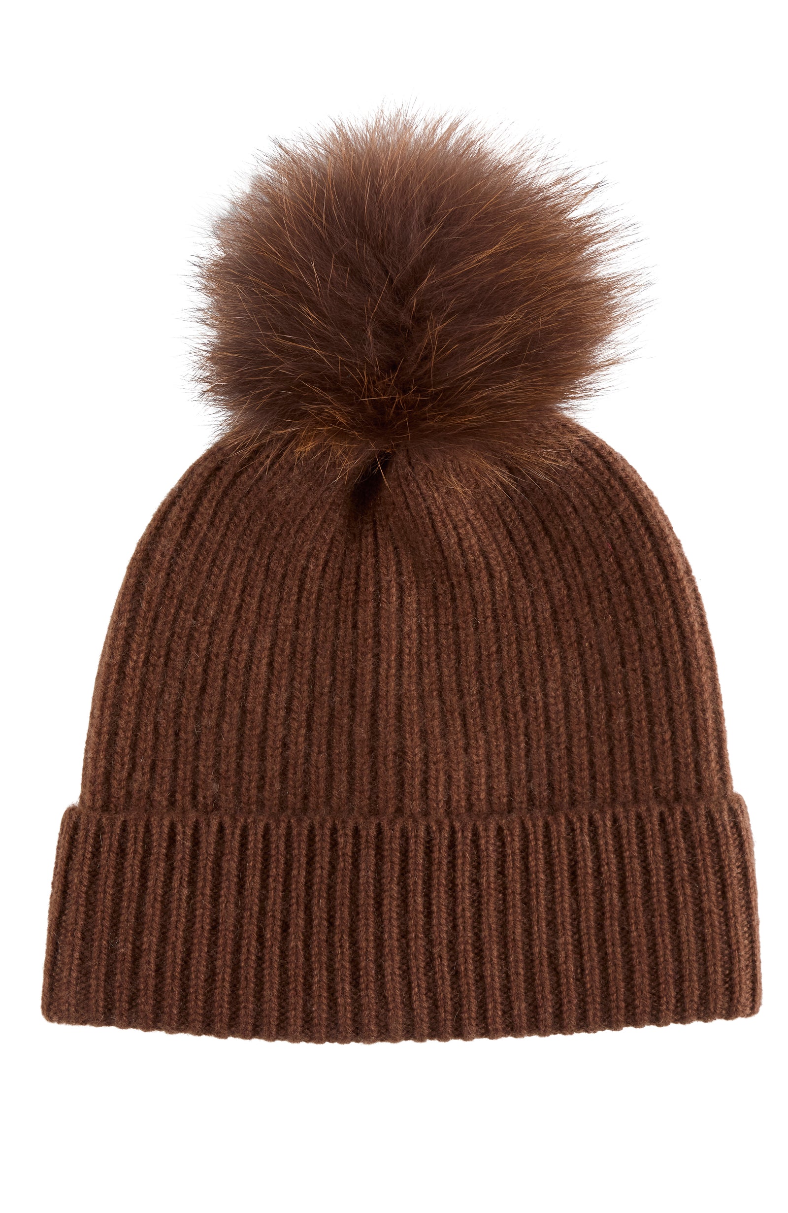 Cozy Cashmere Hat with Chunky Ribbed Knit & Fur Pom | Amicale Cashmere