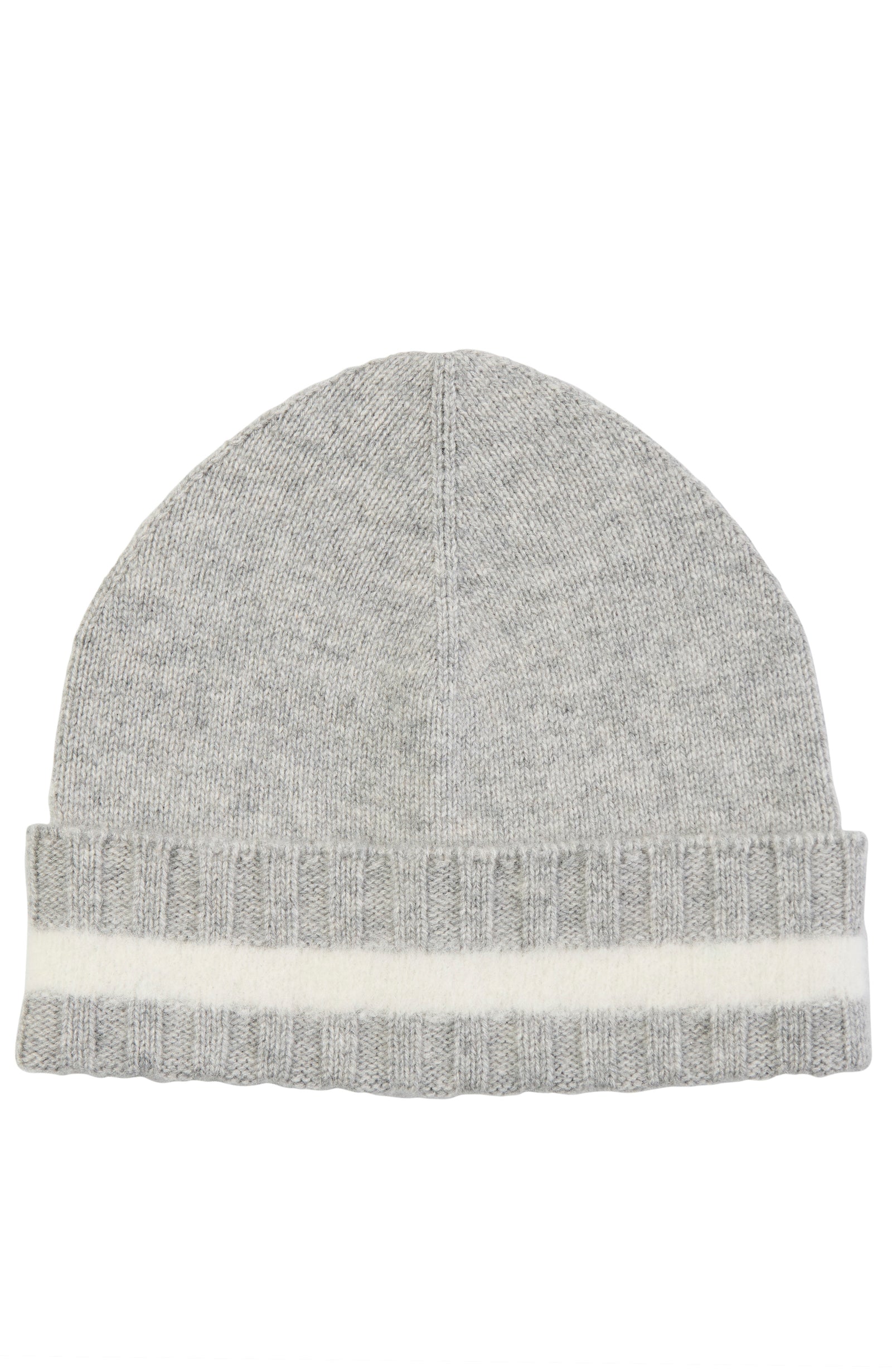 Cozy Cashmere Cuffed Beanie with Fuzzy Stripe Detail 