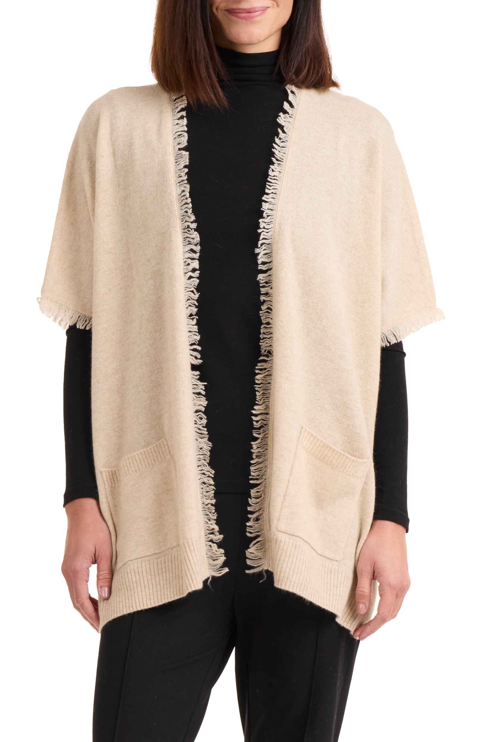 Luxurious Cashmere Cardigan with Fringe Edges | Amicale Cashmere