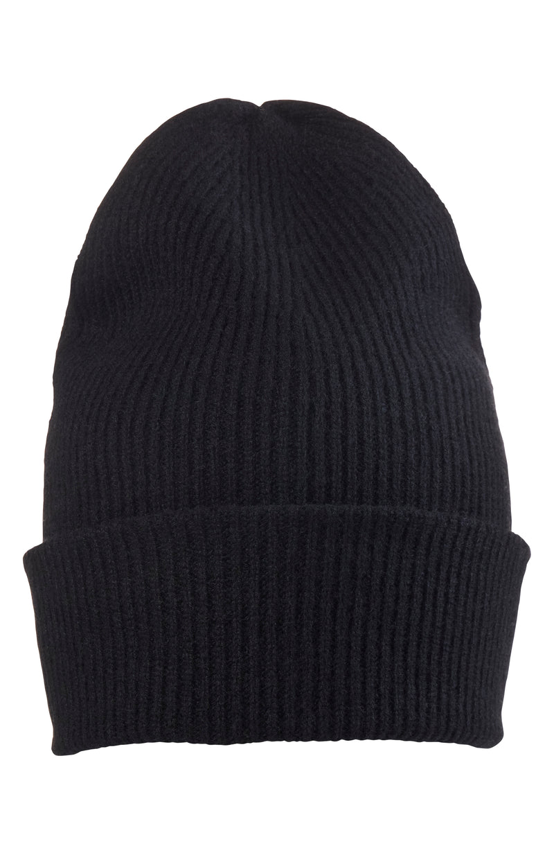 Double Layer Ribbed Cuff Cashmere Slouchy Hat | Amicale Cashmere display picture 1