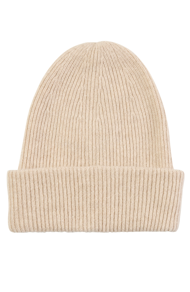 Double Layer Ribbed Cuff Cashmere Slouchy Hat | Amicale Cashmere display picture 1