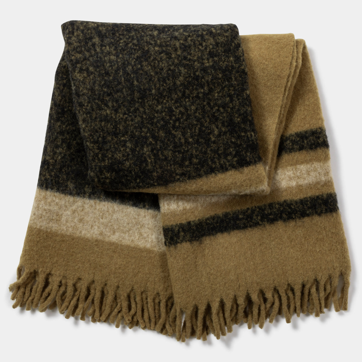 Mohair Blend Border Stripe Throw