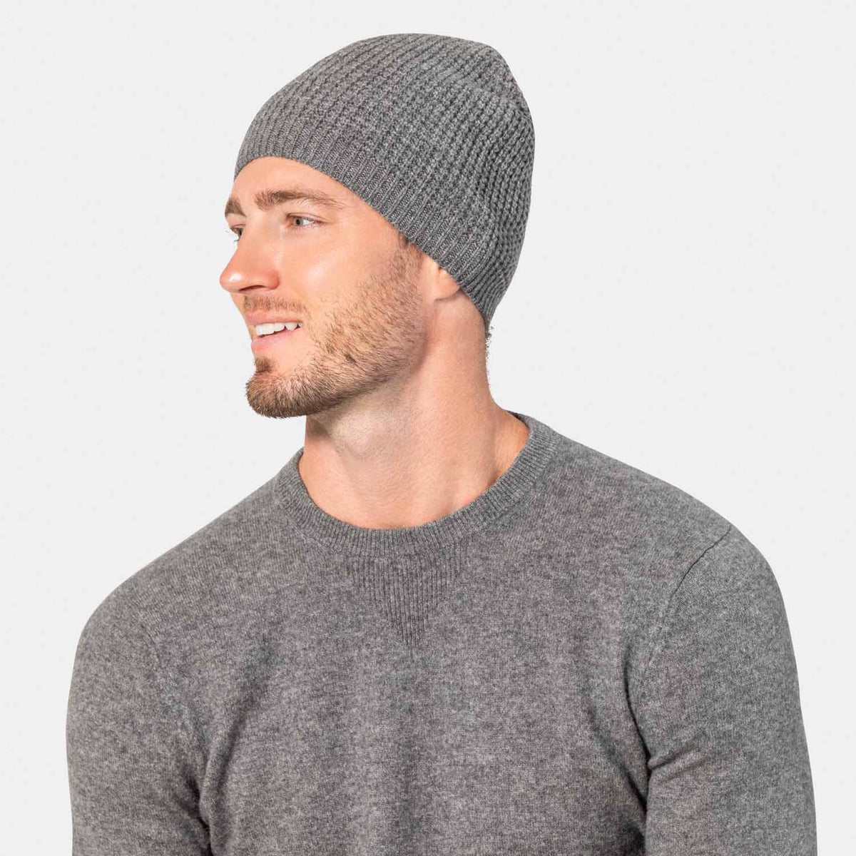 Men&#39;s Waffle Knit Cashmere Beanie